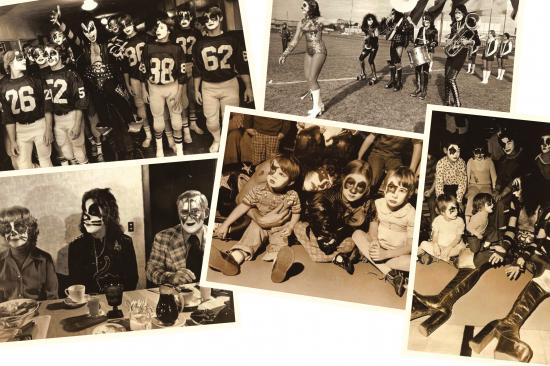Kiss with Cadillac High School football team members, 1975. Photo